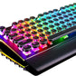 RK ROYAL KLUDGE S108 Typewriter Keyboard, Retro Mechanical Gaming Keyboard Wired 108 Keys with RGB Backlit Sidelight, Detachable Wrist Rest, Round Keycaps Blue Switches - Black