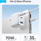 Anker Nano Charger, Ultra-Fast 70W Output 3-Port USB C Charger Block, Fast Charging, Compact and Stylish, for iPhone 17/16 Series, MacBook, iPad, Pixel, Galaxy, and More(Black, Cable Included)