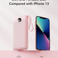 VRURC Portable Charger Power Bank, Built-in 4 Cables & 2 Ports,10000mAh Slim Battery Pack with LED Display, Travel Essential USB C Portable Phone Charger for All Cell Phones Devices-Pink(1 Pack)