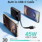INIU 45W Portable Charger, Smallest 20000mAh Power Bank with Build in USB-C Cable, Fast Charging USB C in&Out Battery Pack, Travel Phone Charger for iPhone 17 16 15 Air Samsung S25 S24 Google iPad etc