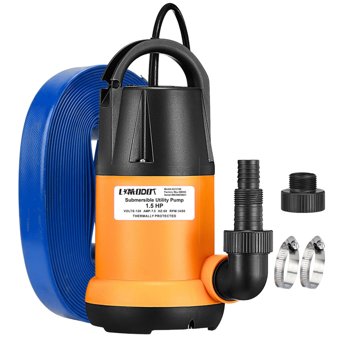 Limodot Submersible Water Pump With 25ft. Hose Kit, Sump Pump, Utility Pump with 25-Foot Power Cord, 4000GPH, Portable Water Pump for Swimming Pools, Garden Ponds, Basements, Multi-Purpose Drainage