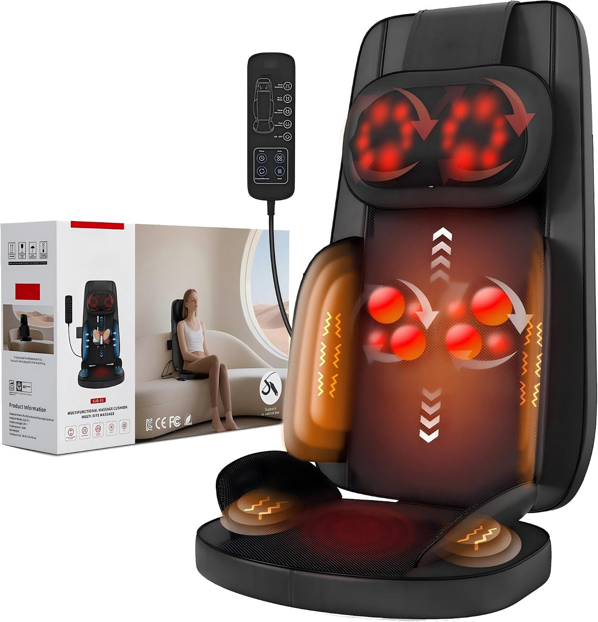 Shiatsu Neck and Back Massager for Pain Relief Deep Tissue 8D Kneading Massage Chair Pad with Heat, Home Office, Relaxation Gifts for Men Women