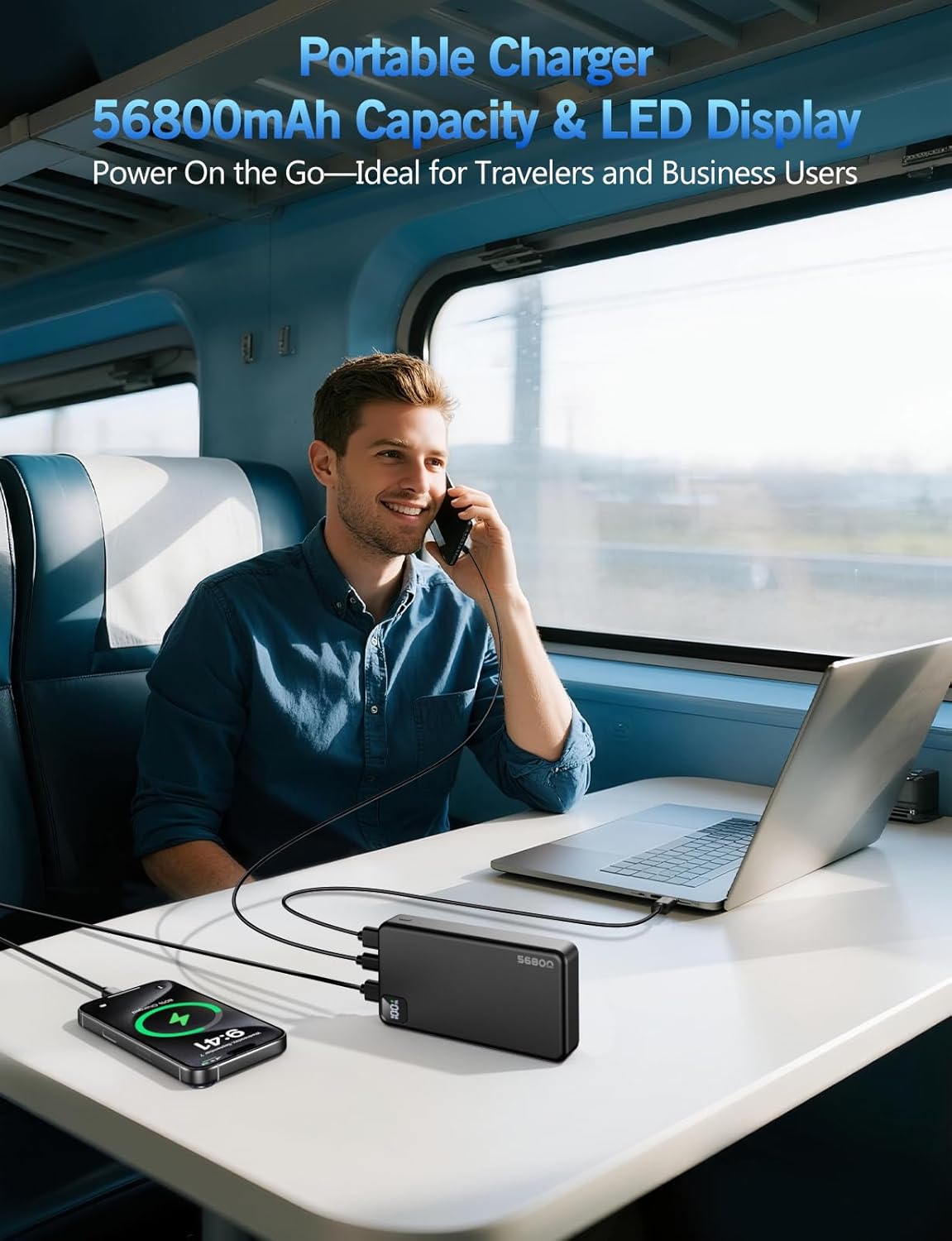 Portable Charger Power Bank, 56800mAh Portable Power Bank, PD 22.5 W Fast Charging Large Capacity Battery Pack for Travel Camping Essential Compatible with iPhone 17/16/15/14/13 Series, iPad-Black