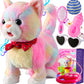Rainbow Walking Cat Toy for Kids Kitty Toys for Girls Kitten Set that Talking Meows Singing Dancing Repeat What You Say Touch and Voice Control Plush Electronic Robot Kitties for Baby Toddlers