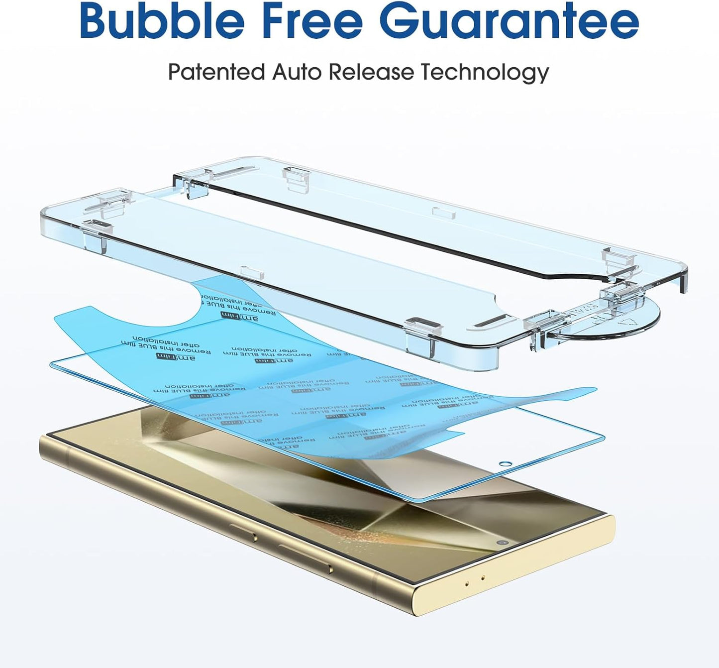 amFilm Auto-Alignment OneTouch for Samsung Galaxy S24 Ultra 6.8'' Screen Protector + Camera Lens Protector, Tempered Glass, 30 seconds Installation, Bubble Free, Case Friendly, Anti-Scratch [2+2 Pack]