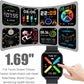 Smart Watch for Men Women Compatible with iPhone Samsung Android Phone 1.83 inch Full Touch Screen IP68 Waterproof Bluetooh Fitness Tracker Heart Rate/Sleep Monitor, Black