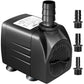GROWNEER 550GPH Submersible Pump 30W Fountain Water Pump, 2000L/H, with 7.2ft High Lift, 3 Nozzles for Aquarium, Fish Tank, Pond, Hydroponics, Statuary, Pool