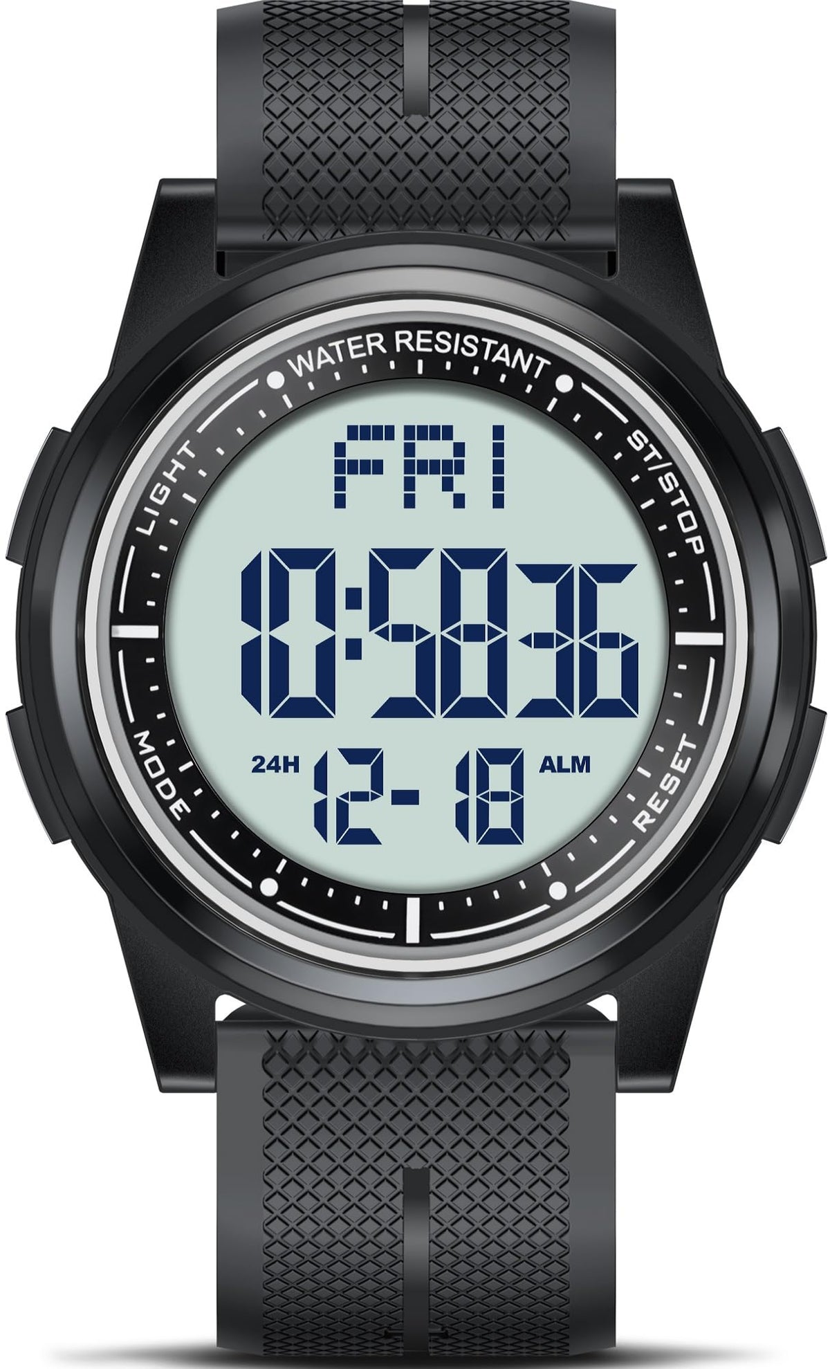Beeasy Digital Watch for Men Women, 50M Waterproof, Ultra-Thin & Lightweight, 44mm Silicone Sports Watch with Alarm, Stopwatch, Countdown, Ideal for Gym, Running, School, Daily Wear