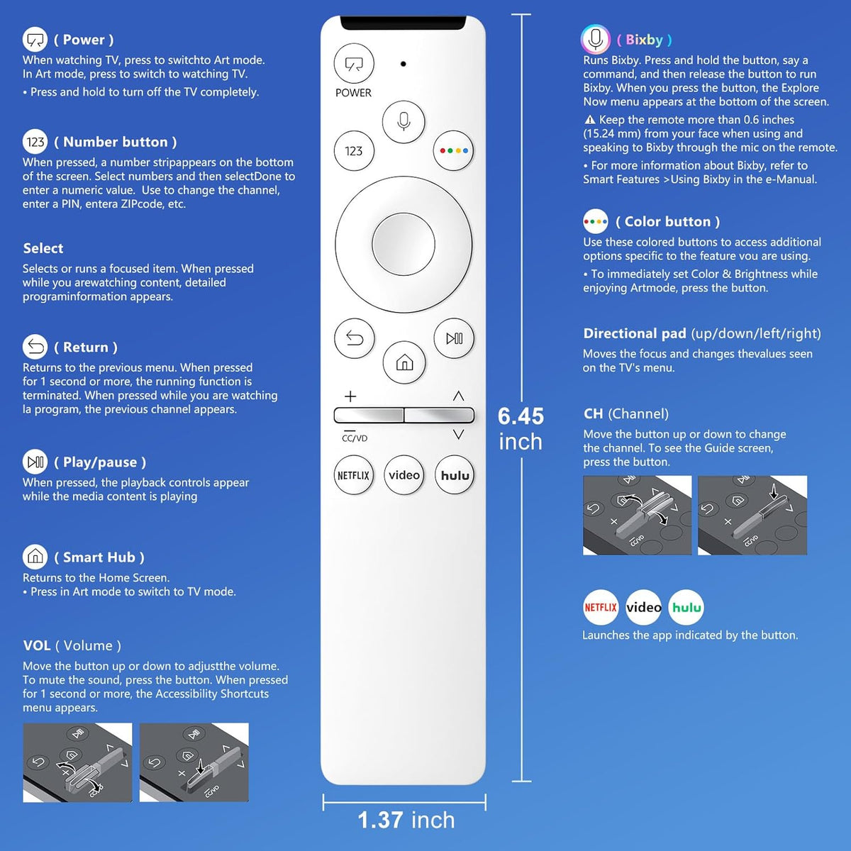 Voice Remote for Samsung-Smart-TV-Remote-Control-Replacement, Universal for Samsung Frame Crystal QLED OLED UHD 4K 8K Voice Smart TV