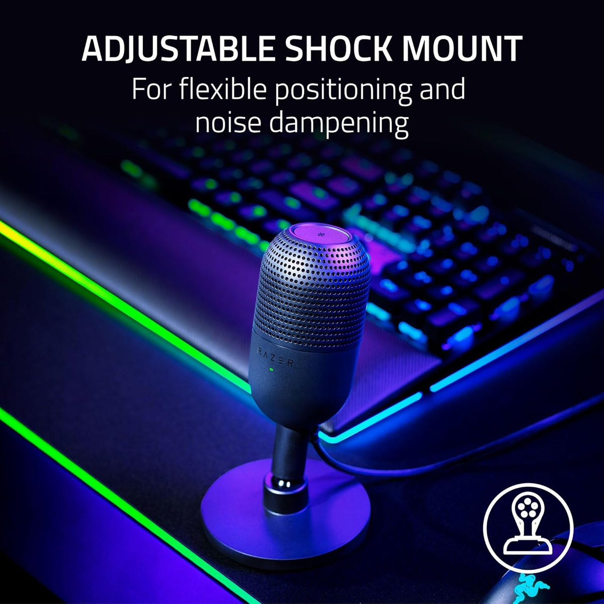 Razer Seiren V3 Mini USB Microphone: Condenser Mic - Supercardioid Pickup Pattern - Tap-to-Mute Sensor with LED Indicator - Shock Absorber - Ultra Compact - PC, Discord, OBS Studio, XSplit - Black
