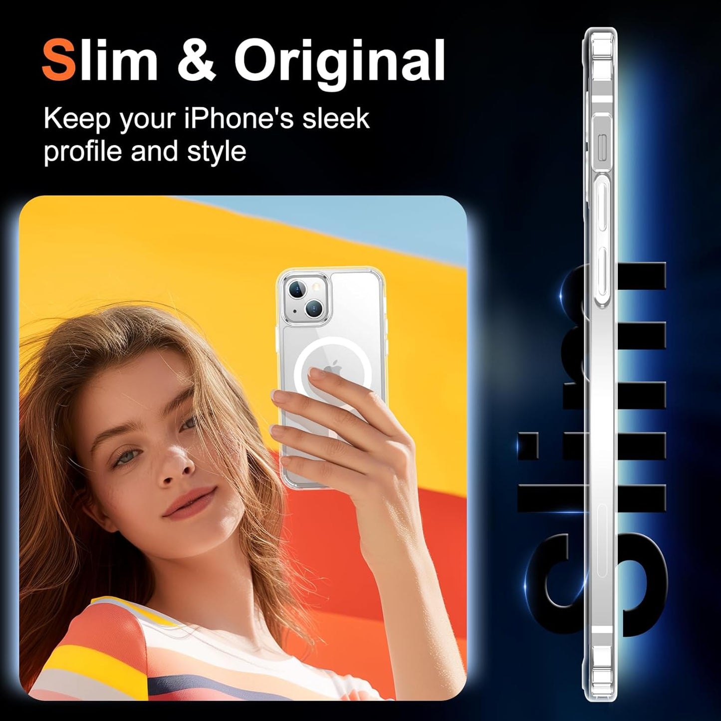 Temdan for iPhone 15 Case & iPhone 14 & iPhone 13 Case Clear with Screen Protector, Compatible with Magsafe, Anti-Yellowing, Military-Grade Protection, Shockproof Slim Magnetic Phone Case Cover