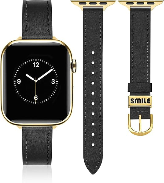JR.DM Slim Leather Band Compatible with Apple Watch Bands Women 38mm 40mm 41mm 42mm(S11/10) 44mm 45mm 46mm 49mm Genuine Leather Strap with Metal Loop for iWatch Series 11/10/9/8/7/6/5/4/3/2/1 SE
