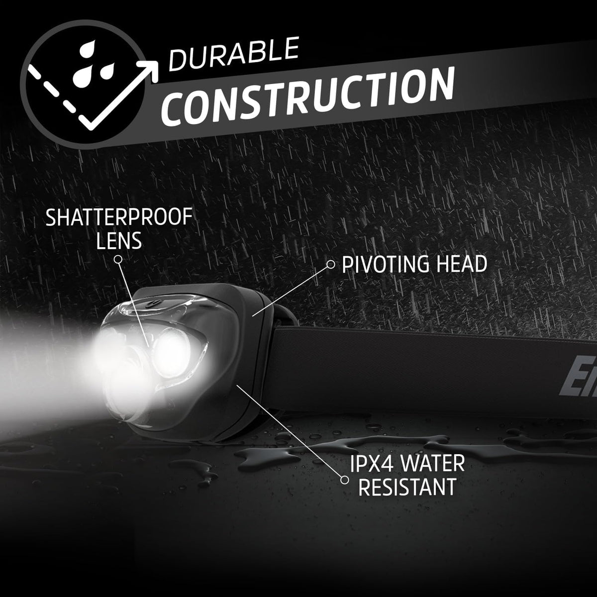 Energizer PRO-260 LED Headlamp (4-Pack), IPX4 Water Resistant Headlamps, High-Performance Head Light for Outdoors, Camping, Running, Storm, Survival LED Light for Emergencies (Batteries Included)