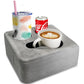 Couch Cup Holder Pillow Tray & Caddy - for Sofa, Bed, Car, Man Cave | Keep Drinks at Hand & Spill-Proof Accessories for New Parents, Camping, Park, Boat, Beach, Bathroom Cup Holder, Gray