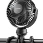 Gaiatop Mini Portable Stroller Fan, Battery Operated Small Clip on, Detachable 3 Speed Rechargeable, 360° Rotate Flexible Tripod Better Cooling for Car Seat Crib Treadmill Travel Black