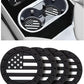 Car Cup Holder Coasters 4 Pack - American Flag 2.75 Inch Anti Slip Shockproof Drink Mat - Vehicle Interior Decor Accessories Black