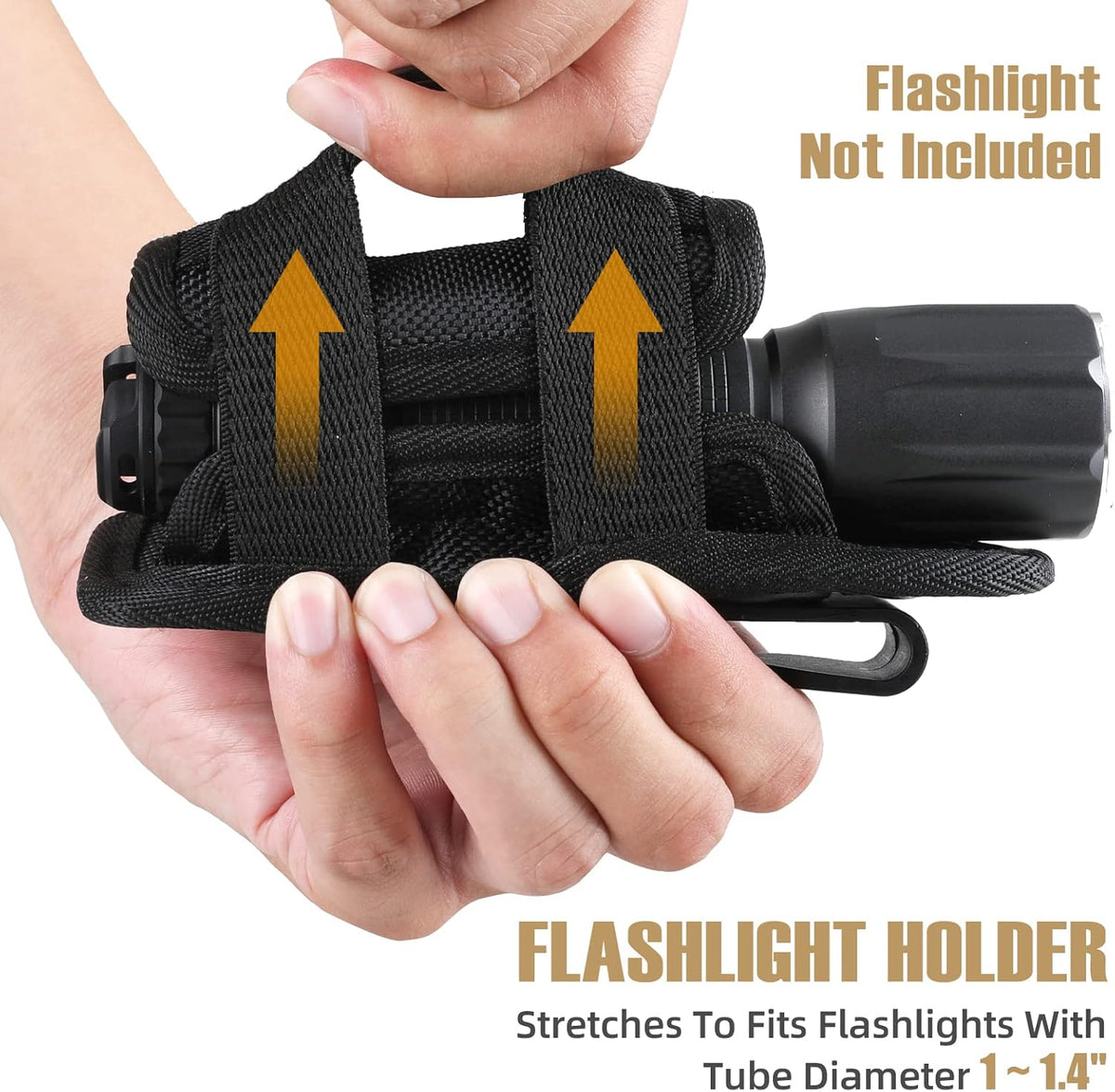 LIVANS Tactical Flashlight Pouch Holster, Rotatable Flashlight Holder Belt Clip Tactical Torch Carry Case with 360 Degree Carabiner Reel Clip