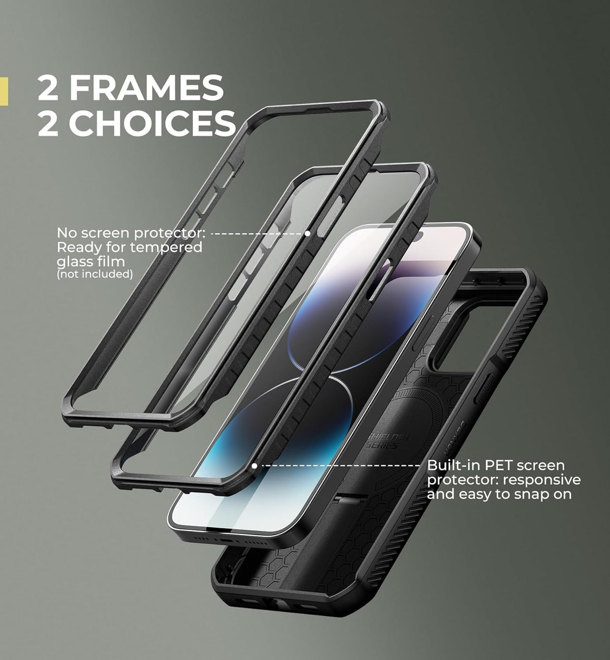 Dexnor for iPhone 14 Pro Max Case with Slide Camera Cover & Adjustable Kickstand & Built-in Screen Protector, Magnetic Rugged Shockproof Bumper Cases Heavy-Duty Magnetic Protective Cover,Black