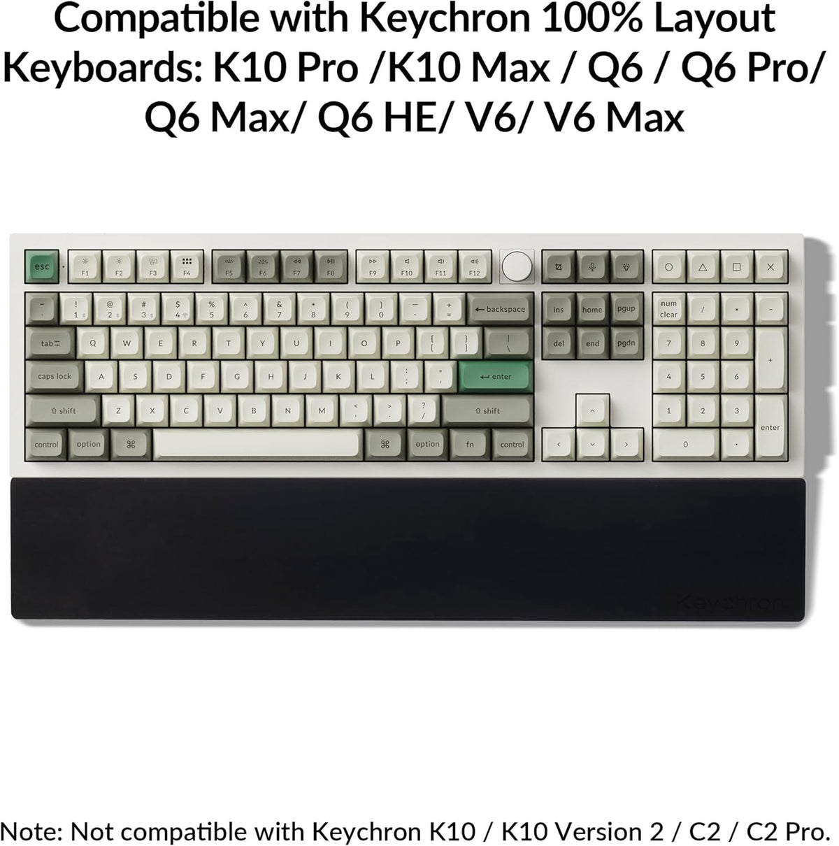 Silicone Wrist Rest for Keychron K10 Pro / K10 Max/ K10 HE / Q6 / Q6 Pro / Q6 Max / Q6 HE / V6 / V6 Max, 17.6" Non-Slip Palm Rest, 100% Full-Sized Mechanical Keyboards Support with Typing Pain Relief