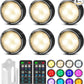 LED Puck Lights with Remote Control, Battery Operated Wireless Closet Light, Under Cabinet Lighting Stick on Tap Push Lights, Color Changing Under Counter Light for Kitchen, 6 Pack - Black