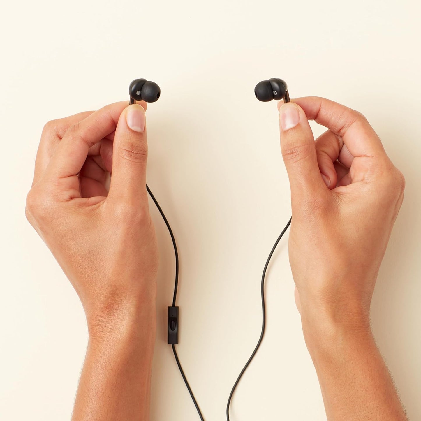 Wired Earbuds with Microphone, In Ear Headphones, 3.5mm Jack, 4.2 ft long cable, S/M/L Ear Tips, Black