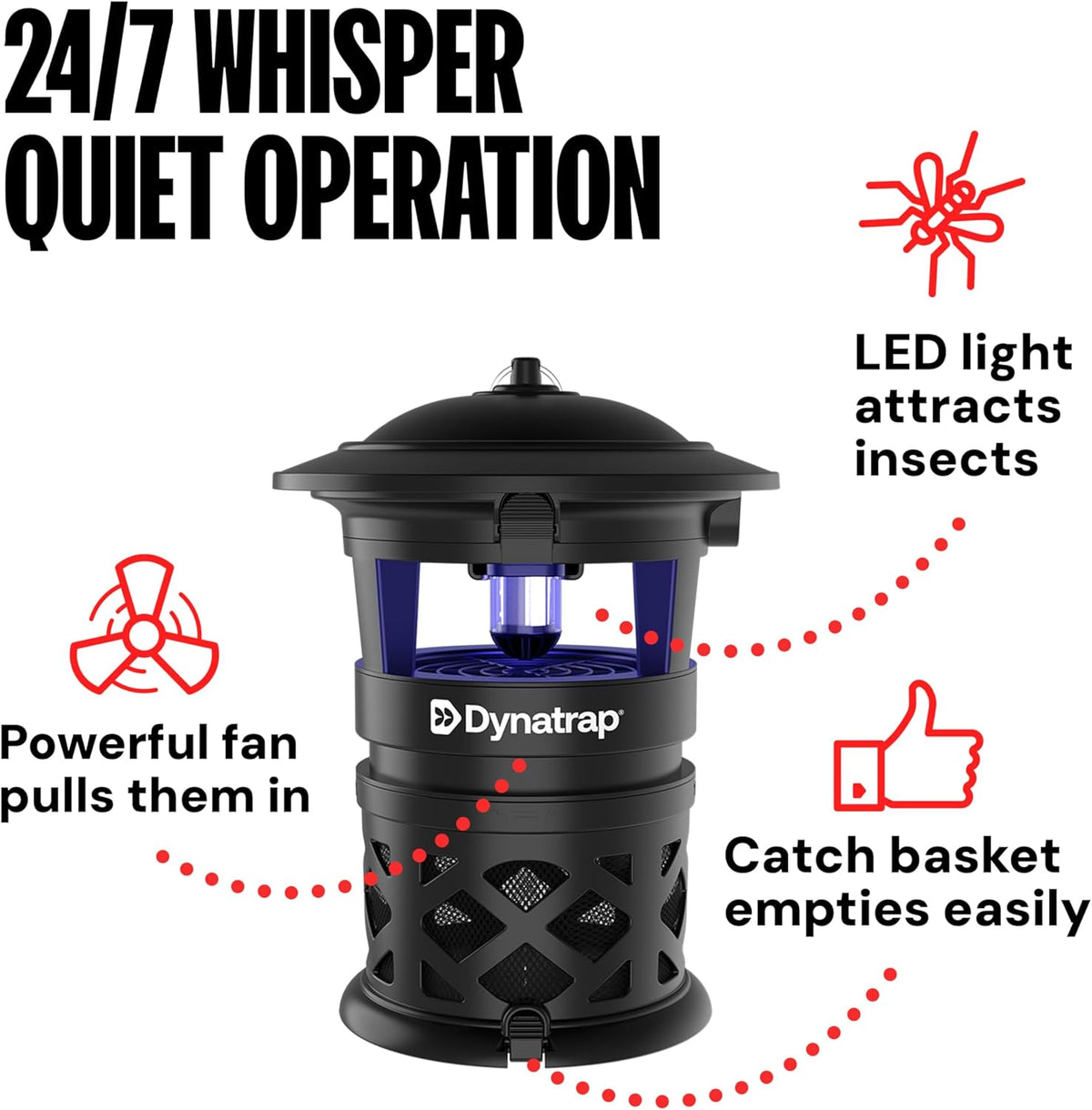 Dynatrap DT1130SR 1/2 Acre Mosquito & Flying Insect Outdoor Trap and Killer – Kills Mosquitoes, Flies, Wasps, Gnats, & Other Flying Insects - Bug Zapper Alternative – Black