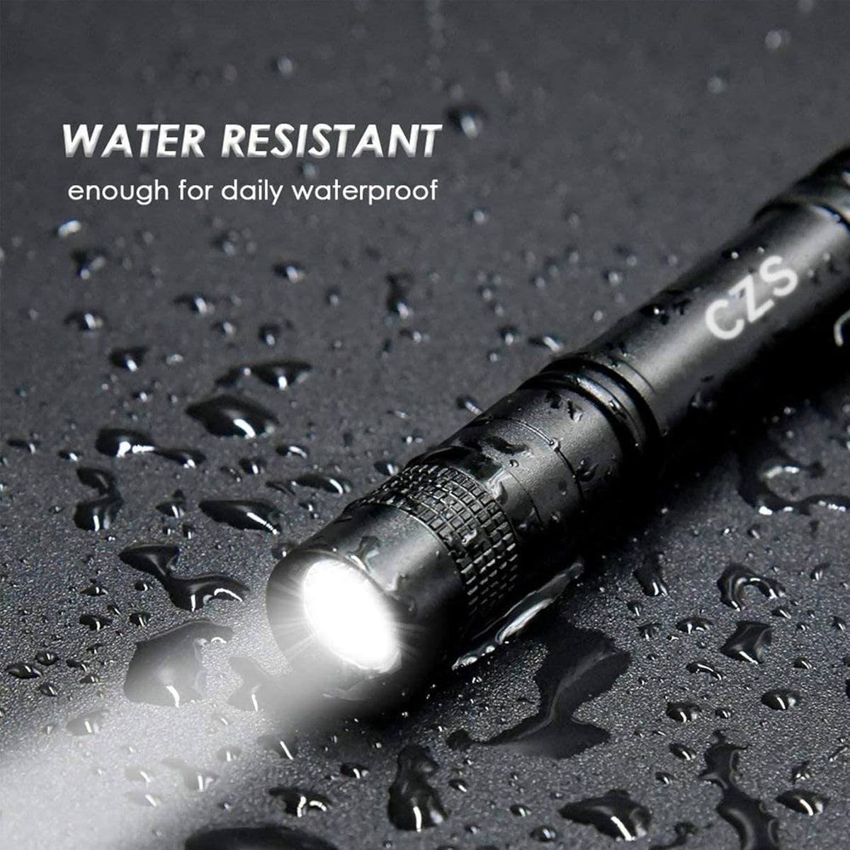 CZS Flashlight, 2 Pack Pen Light, Small Flashlights High Lumens, Battery-Powered LED Flashlight by 2AAA Battery, Waterproof Pocket Flashlights for Work, Emergency (Battery Not Included)