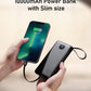 VEEKTOMX 10000mAh Portable Charger with 4 Built-in Cables | Slim Power Bank, USB-C Battery Pack with iPhone & Micro USB, TSA Approved Travel Charger for iPhone, Samsung, Android, Black