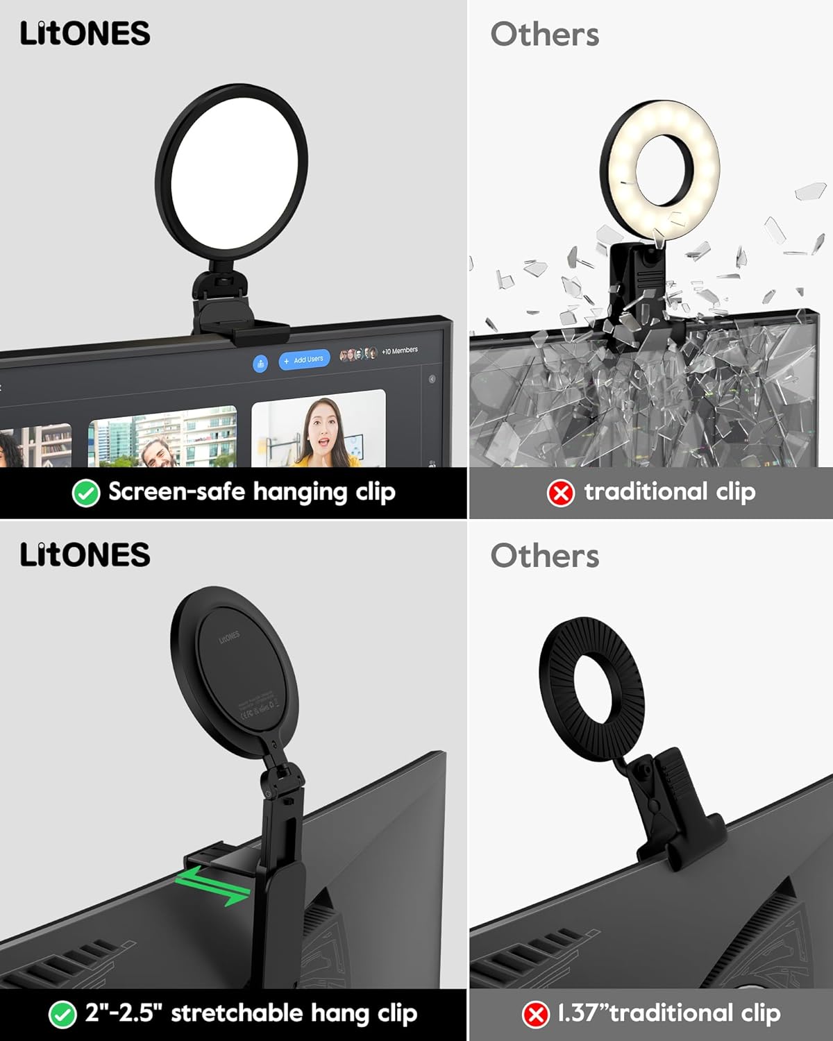 Computer Zoom Lighting for Video Conference, 5" Eye-Caring Ring Light with 50 Modes CRI>97.8, 3000K-6500K for Video Recording/Streaming/Selfie, Desk Lights for Phone/Laptop/Webcam/Monitor