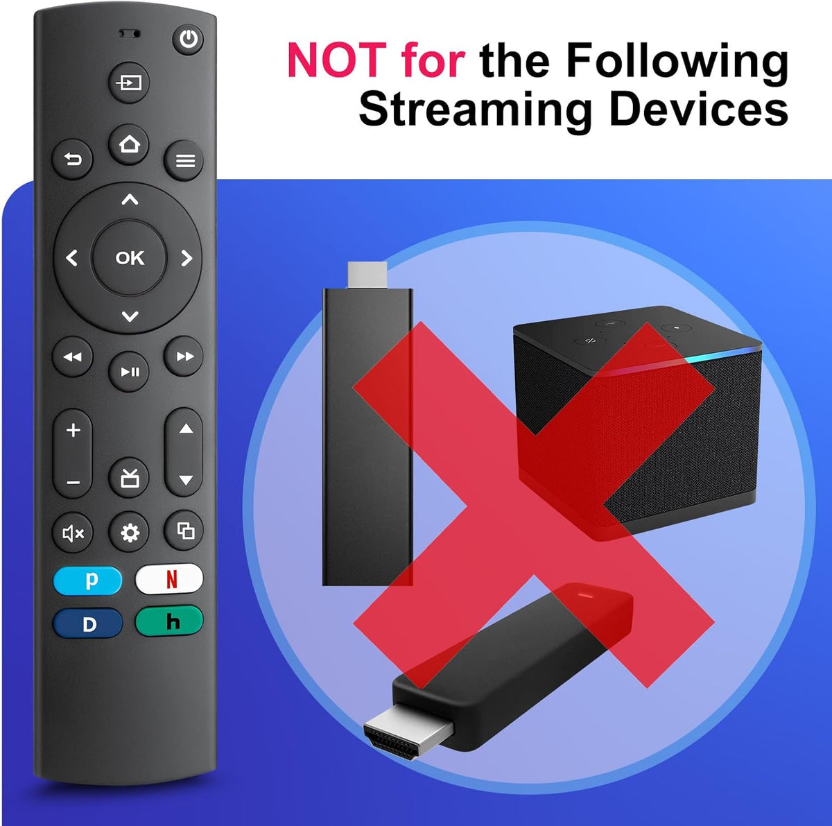 Universal-TV-Remote-Control for Samsung/LG/Vizio/TCL/Hisense/Sony/Philips/Roku Smart TVs, for Insignia/Toshiba Smart TVs