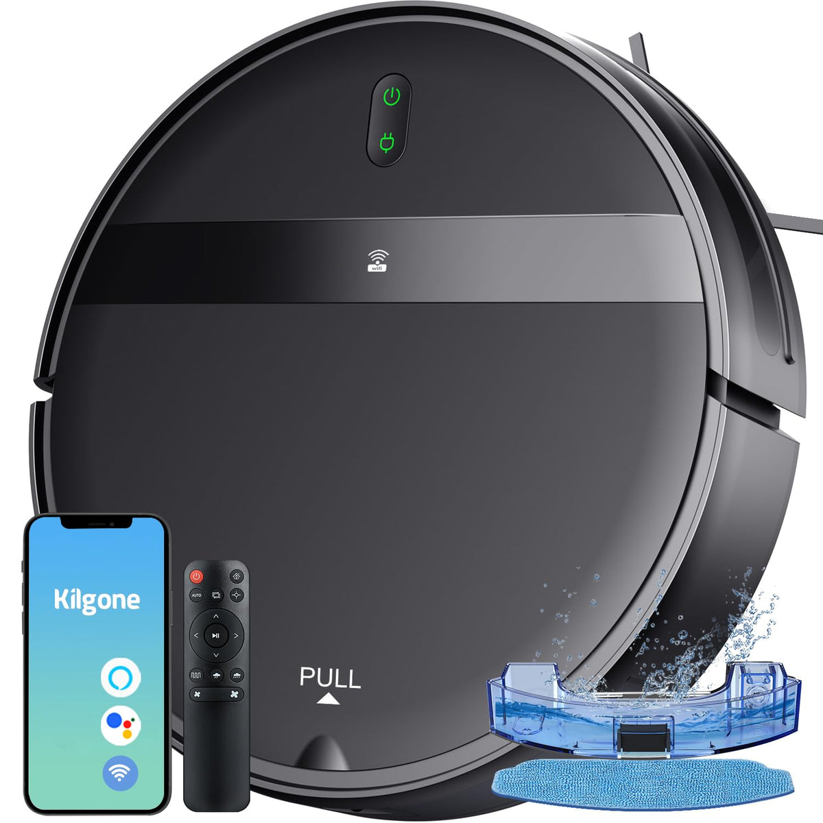 Kilgone Robot Vacuum and Mop Combo for Pet Hair & Homes - App/Voice Control, Tangle-Free Suction & Smart 3D Avoidance, Ultra-Slim & Quiet, Self-Charging for Hard Floors and Low-Pile Carpet