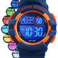 DTKID Digital Kids Watch 30 M Waterproof, 7 Color Lights Time Teaching Watch Easy to Read for Girls Boys 5-16
