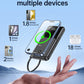Portable Charger with Built in Cable - Power Bank Fast Charging USB C LED Display 10000mah Battery Pack 5 Outputs & 3 Inputs for Travel Essentials iPhone Samsung Android Phones Tablets Black