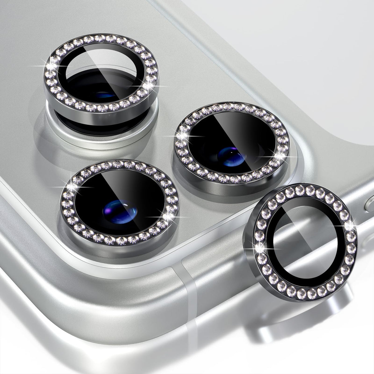 Choiche Compatible for iPhone 17 Pro/iPhone 17 Pro Max Camera Lens Protector Bling, 9H Tempered Glass Camera Cover Screen Protector Metal Ring Decoration Accessories (Diamond-Black)