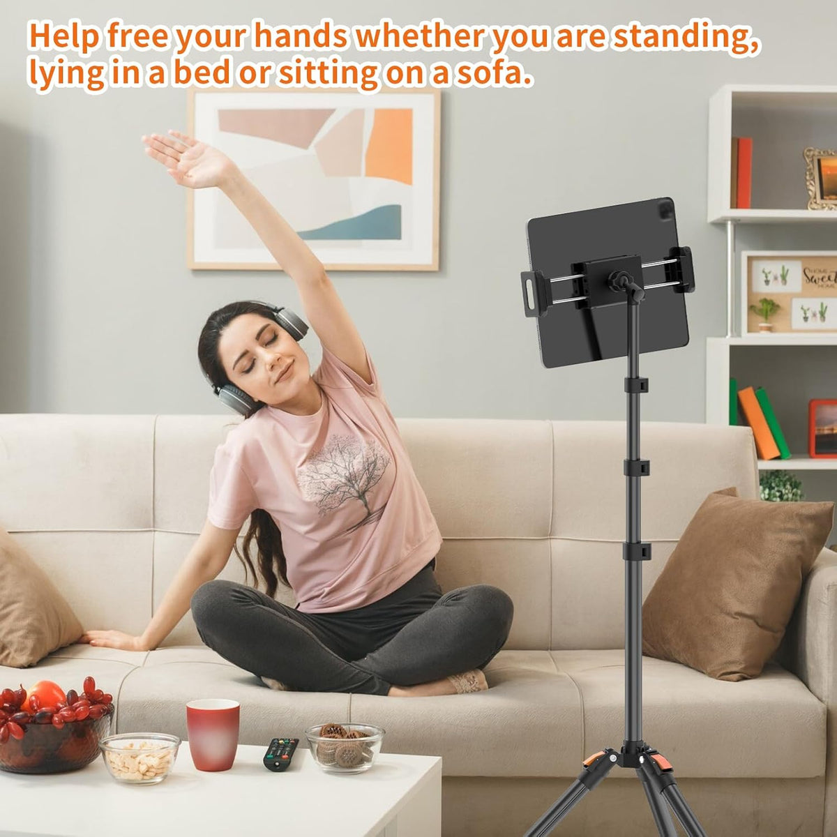 XXZU 72in Tablet Floor Stand Tripod,Tablet Stand Floor with 360° Ball Head,Height Adjustable Floor Stand Holder with Case,Tall Tripod