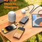 Portable Charger 10000mAh Power Bank with 4 Built-in Cables,LED Display Compact and Battery Pack with Multiple USB Ports All-in-One Travel Charger for iPhone,Android and Other Devices-Black