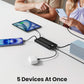 Portable Charger with Built in Cables, Slim 10000mAh Power Bank with USB C, External Battery Pack 5 Outputs 2 Inputs LED Display Compatible with iPhone/Android & More (Black)