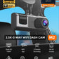 3 Channel WiFi Dash Cam Front and Rear Inside with 64GB SD Card, 2.5K+1080P+1080P Car Dash Camera for Cars Front and Rear, Dashcam with G-Sensor, Loop Recording, 24H Parking Mode, Support 512GB