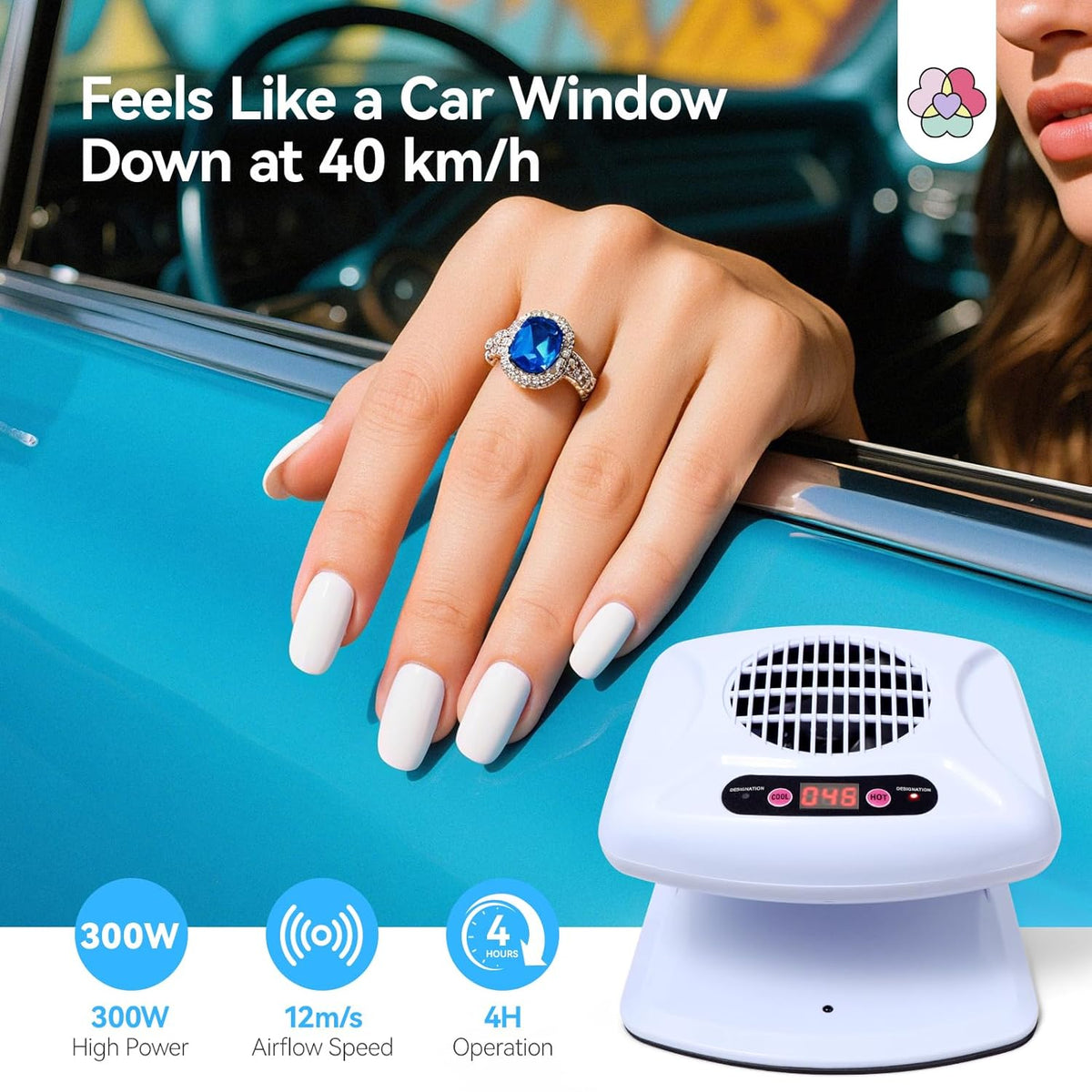 SAVILAND 5X Faster Dry Nail Dryer: 300W Strong-Air Nail Dryer for Regular Polish Smart Sensor Nail Polish Dryer Warm & Cool Wind Dual Air Dual Modes Battery-Free Nail Fan Home Salon Use