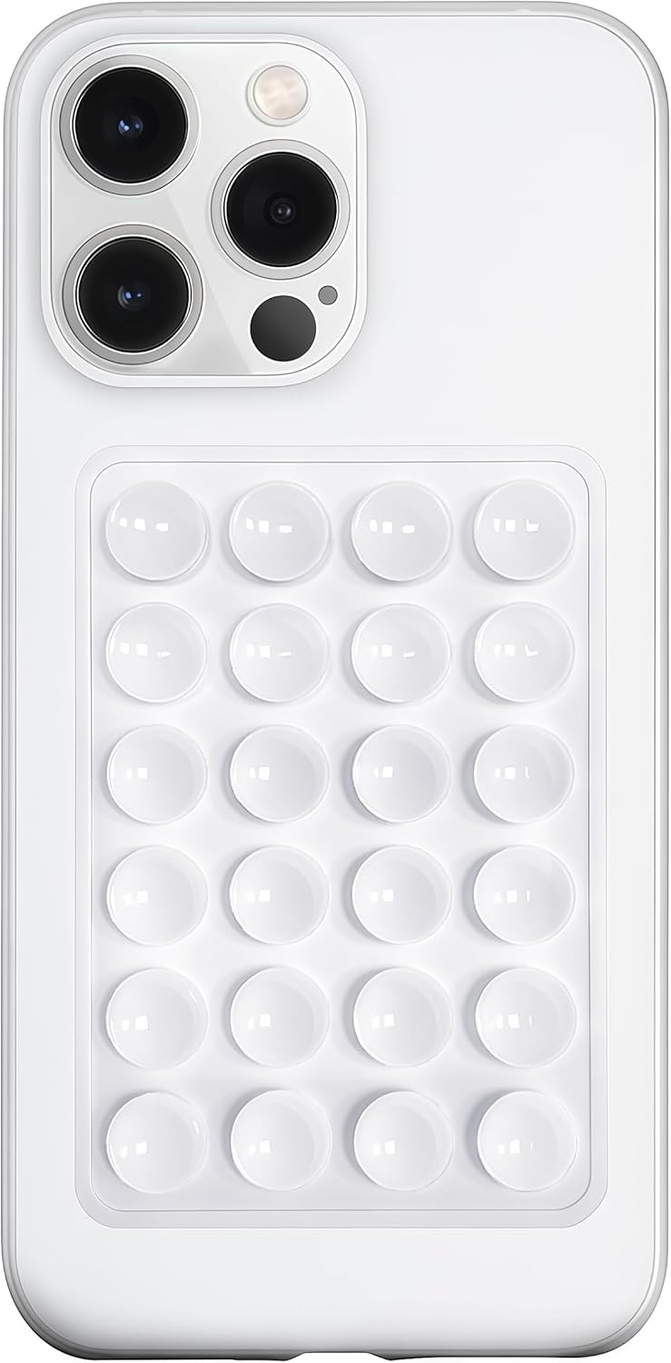 LvShuLiangPin Anteel Silicone Suction Phone Case Mount, Silicon Adhesive Phone Accessory for Smartphones, Hands-Free Mirror Shower Phone Holder for Selfies, Tiktok Videos (White)