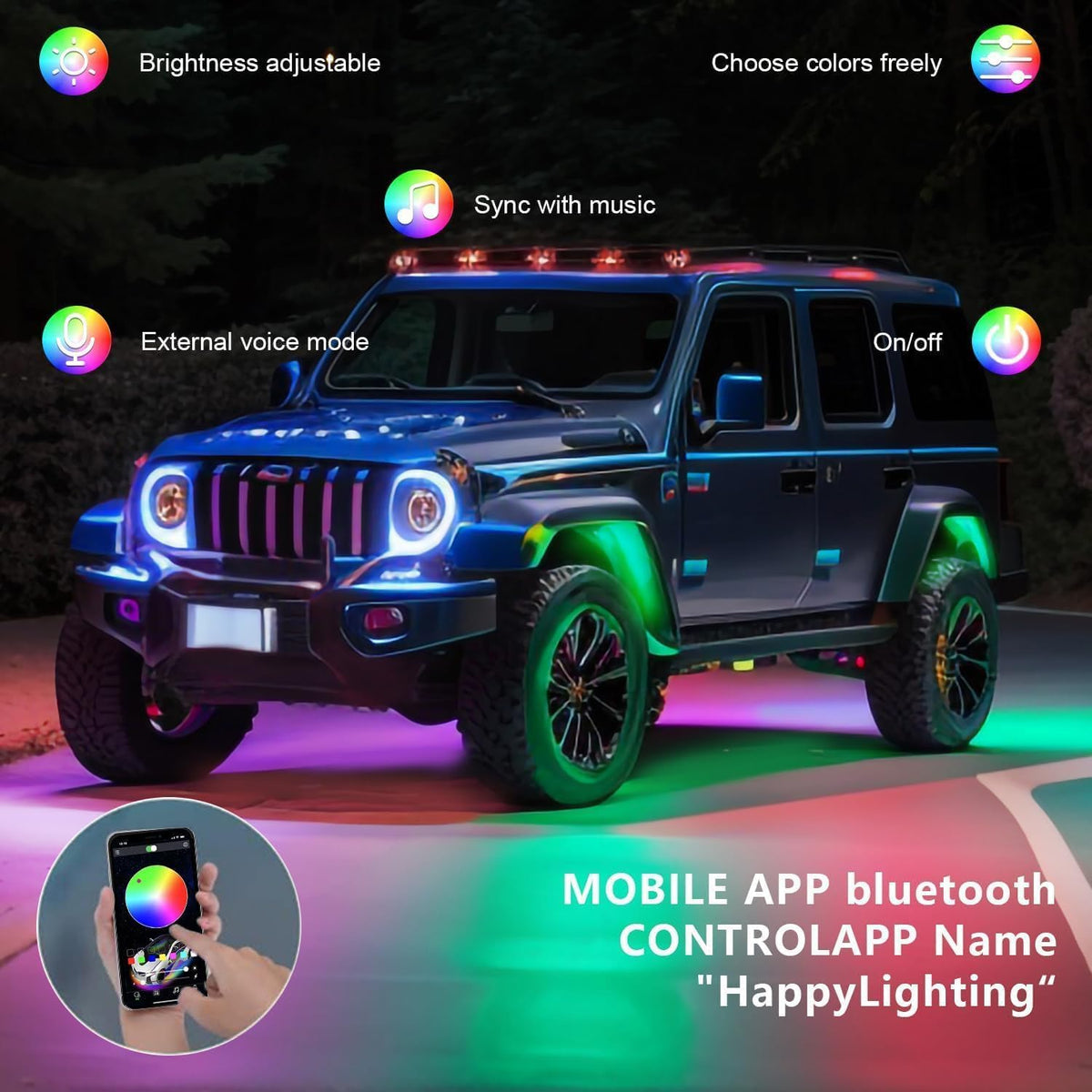Rock Lights for Trucks, 10 Pods RGB LED Rock Lights with APP/Remote Control & Music Mode, High Bright Multilcolor Waterproof IP68 Rock Neon Light Kits for Pickup Off Road RZR SUV ATV UTV Car