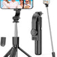 Portable Selfie Stick, 4 in 1 Extendable Phone Tripod Stand with Detachable Wireless Remote & Phone Holder 360° Rotating Mini Travel Tripod Compatible with iPhone 16/15/14/13 Pro/Android/Gopro