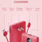 Portable Charger Built-in Cables and AC Wall Plug, VRURC USB C Power Bank 10000mAh, Travel Battery Portable Phone Charger Compact Lightweight External Battery Pack for SmartPhones,Tablets-Viva Magenta