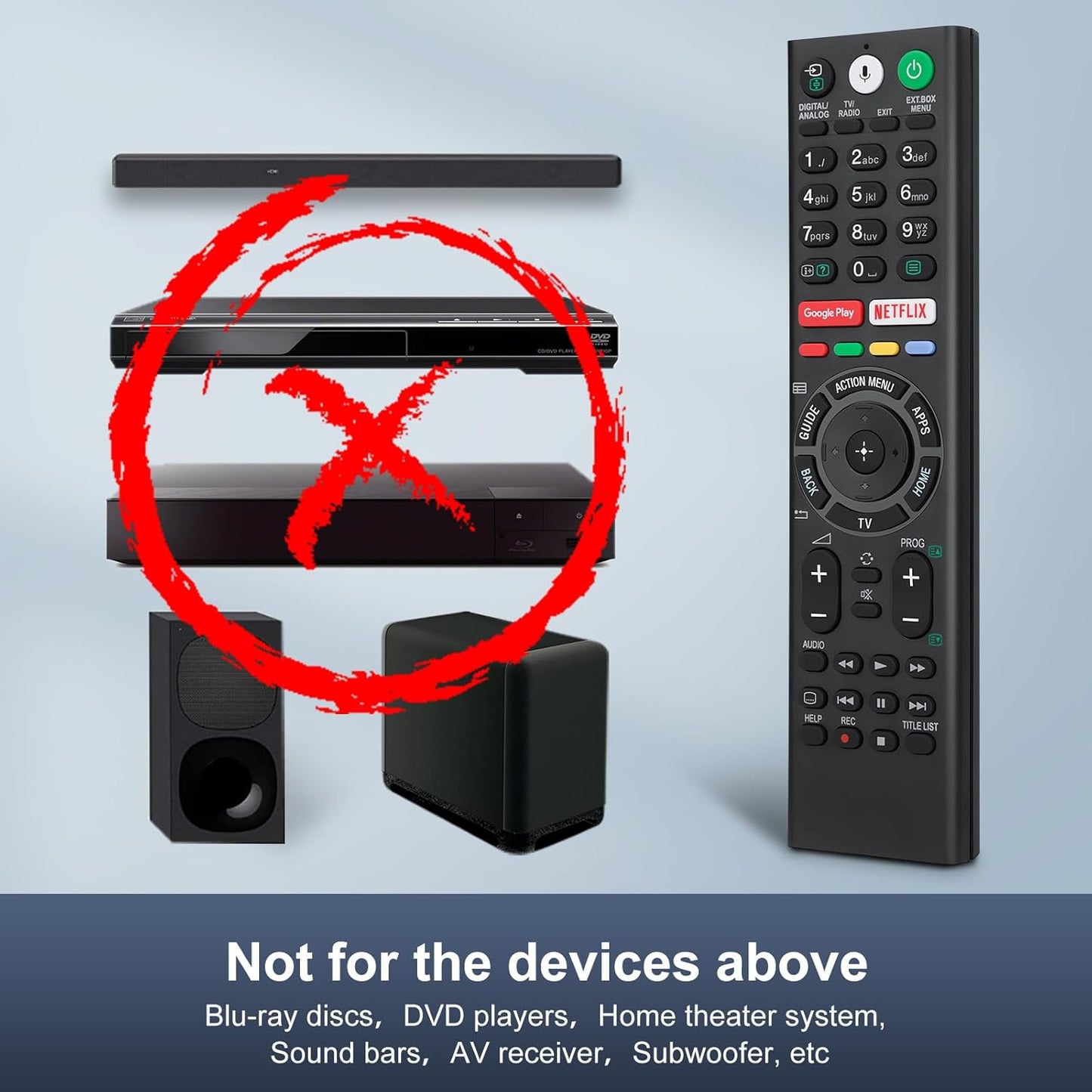 Voice Replacement Remote Control for Sony-Bravia-TVs，for All Sony 4K UHD LED LCD HD Smart TVs. 1-Year Warranty.