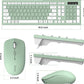 Wireless Keyboard and Mouse Combo, Full-Sized Wireless Keyboard and Adjustable DPI Mouse, 2.4GHz USB Receiver, Silent Keyboard and Mouse for PC, Windows, MAC, Desktop, Laptop (Avocado Green)