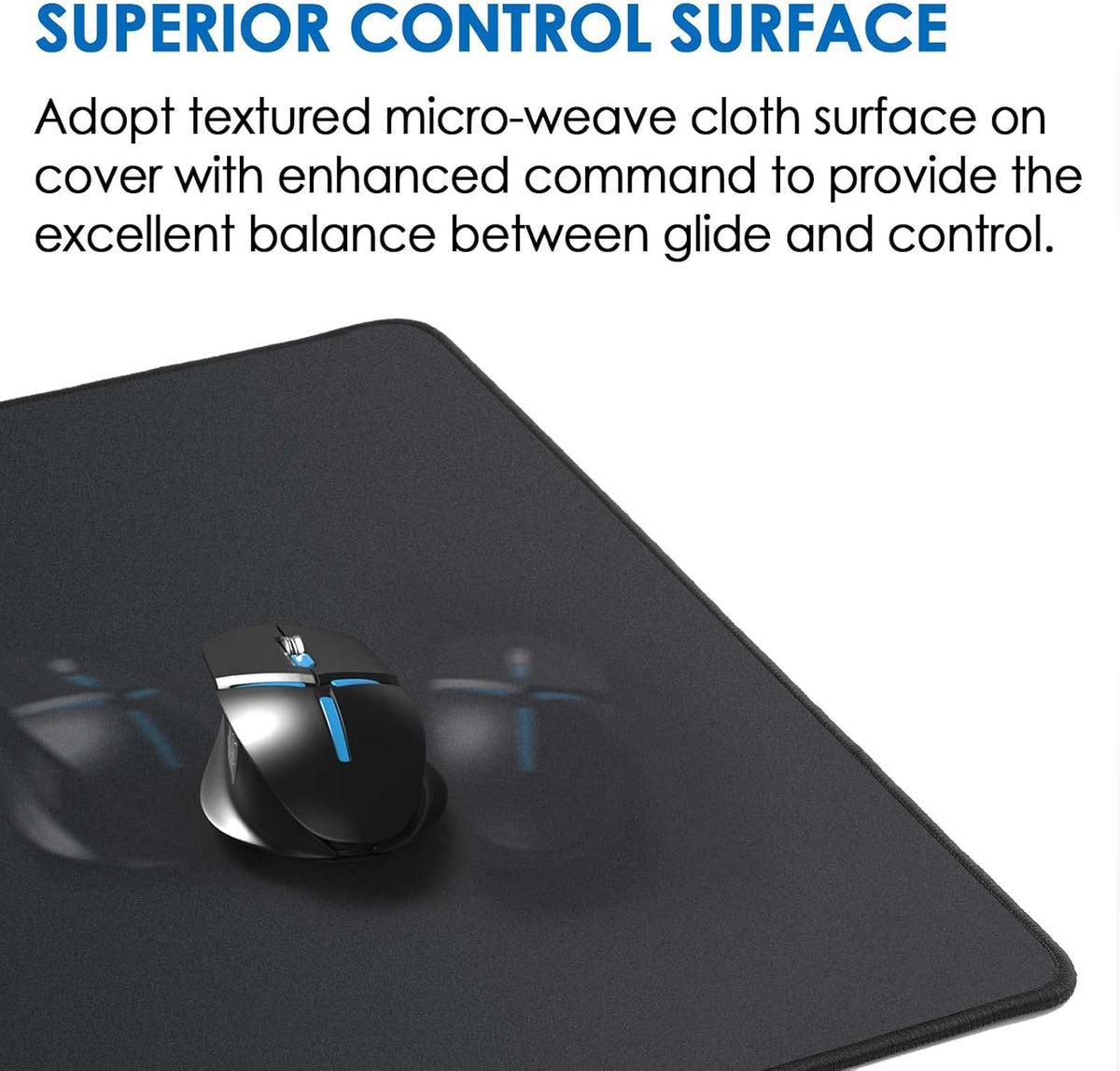 KTRIO Large Gaming Mouse Pad Desk Mat, Superior Micro-Weave Cloth for Precise Mouse Control, Non-Slip Rubber Base, Stitched Edges, Water-Resistant, for Gamer, Office & Home, 31.5" x 11.8" inches