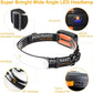 LED Headlamp Rechargeable, Super Bright 1500 Lumens 230° Wide Beam Headlamp, 3 Modes IPX6 Waterproof Lightweight Head Light with Taillight & Clips for Camping, Running,Fishing, Outdoors, Hard Hat Work