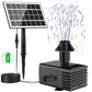 Jutai Solar Fountain Works in Cloudy Day with 2000mAH Battery Backup, 3.5W Glass Panel DIY Water Pump Kit with Sucker and Stake for Bird Bath, Water Feature,Garden, Outdoor-7 Nozzles,16.4ft Power Cord