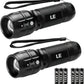 Lighting EVER LED Flashlights High Lumens, Small Flashlight, Waterproof, Adjustable Focus Flash Light for Outdoor, Emergency, Camping, AAA Batteries Included, 2 Pack