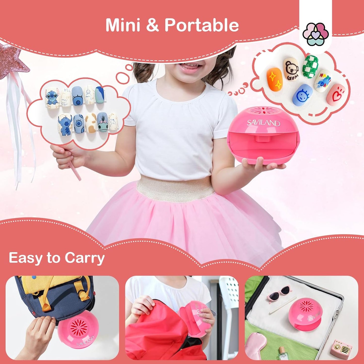 SAVILAND Nail Dryer for Regular Polish: Nail Dryer for Kids Quick Dry Nail Polish Dryer Mini Nail Fan Dryer for Regular Polish Beginners Girls Nail Art Tool Great Gift for Girls